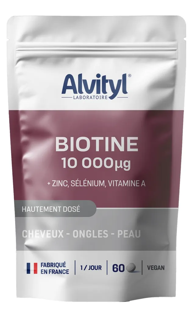 alvityl-biotine-10000-g-zinc-s-l-nium-vitamine-a-peau-ongles-cheveux-60-comprim- image 1