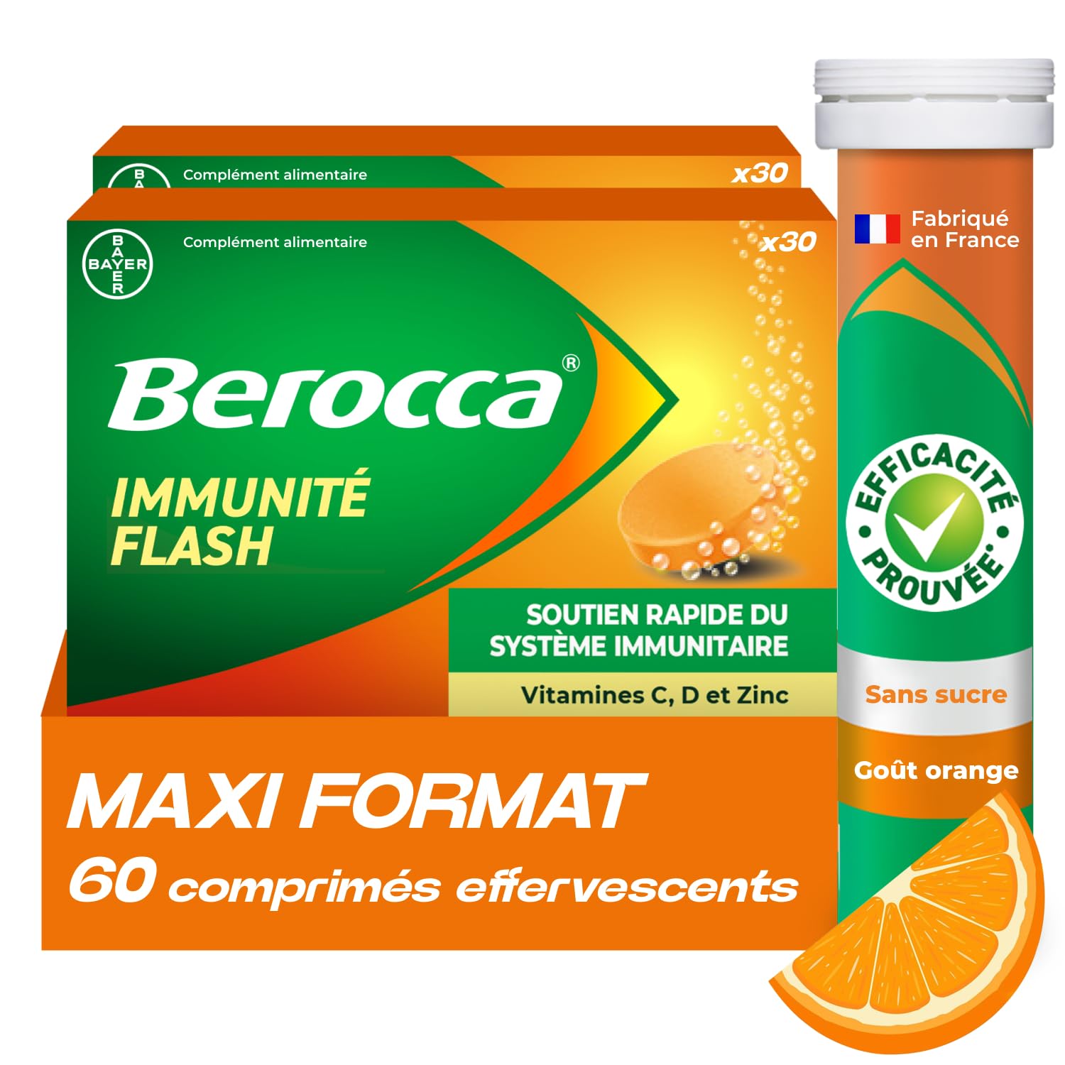 berocca-immunit-flash-multivitamines-zinc-vitamines-c-et-d-go-t-orange-60-compri image 1