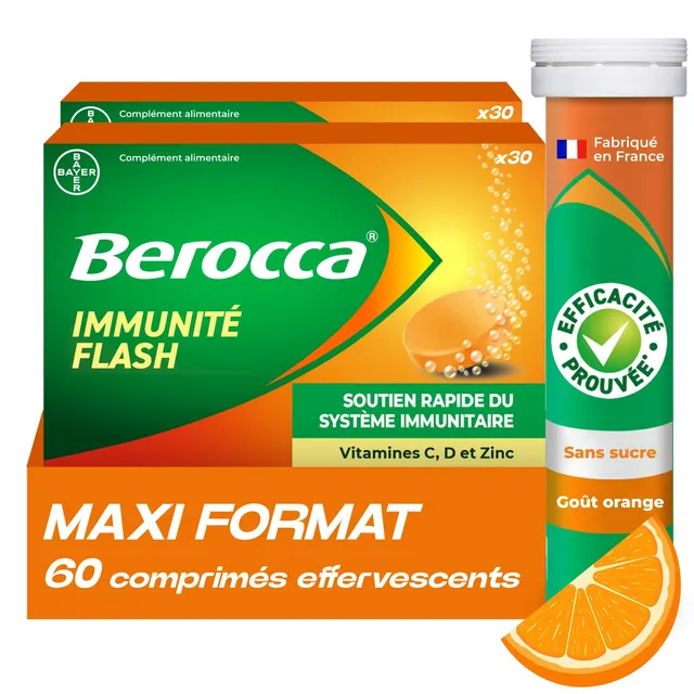 berocca-immunit-flash-multivitamines-zinc-vitamines-c-et-d-go-t-orange-60-compri image 1