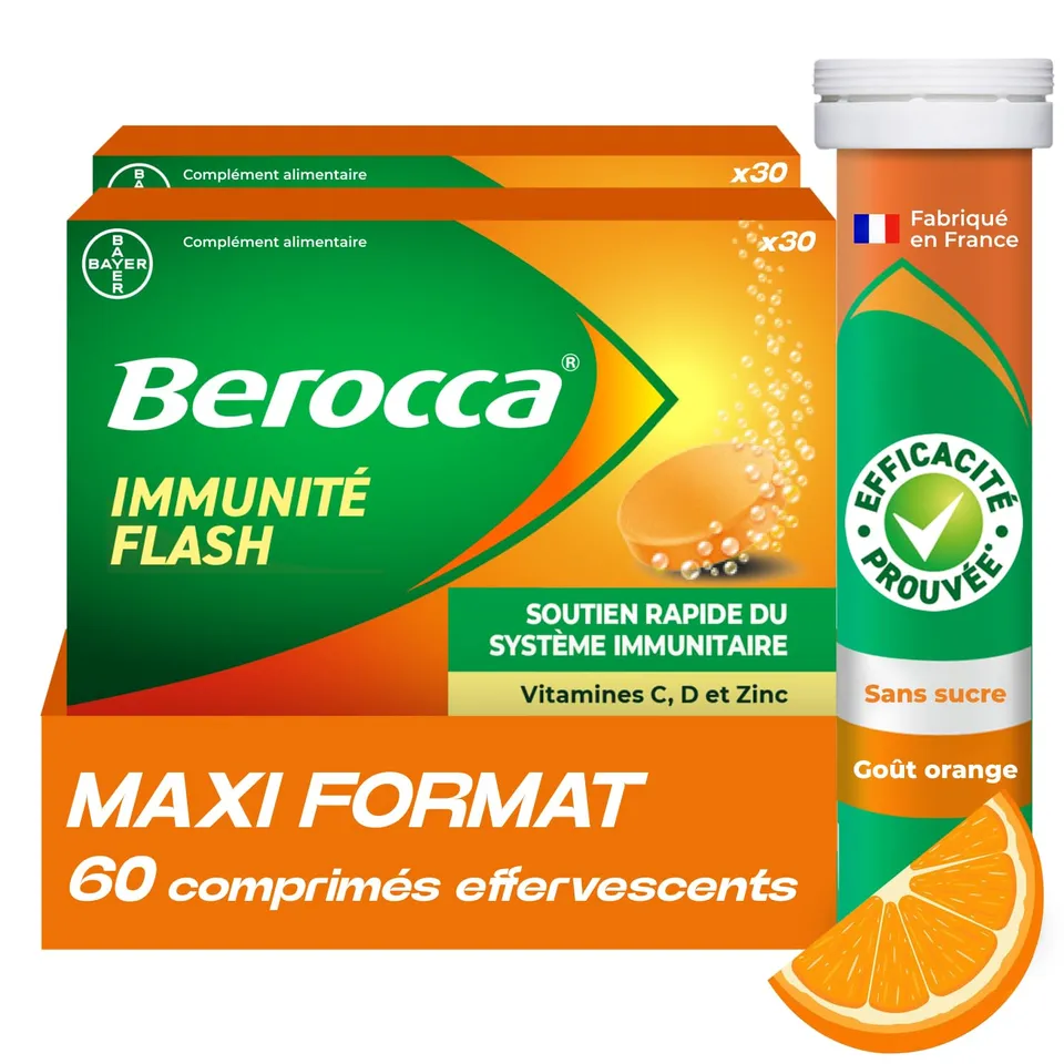 berocca-immunit-flash-multivitamines-zinc-vitamines-c-et-d-go-t-orange-60-compri image 1
